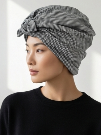 Black and White Houndstooth Reversible Women’s Turban