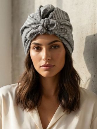 Black and White Houndstooth Reversible Women’s Turban