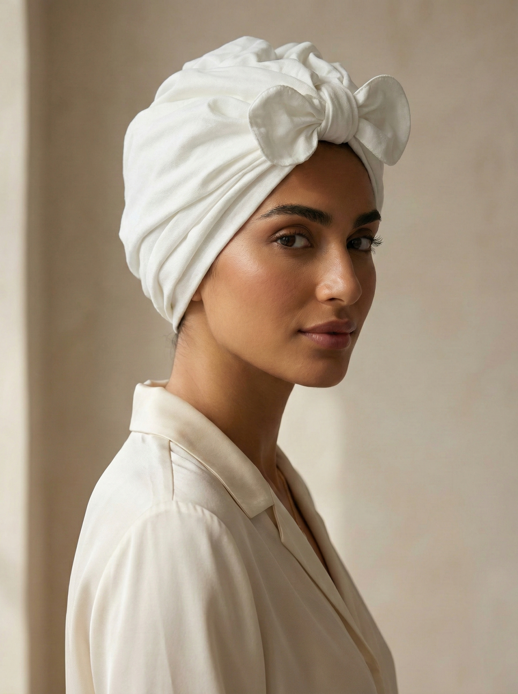 Elegant Classic White Reversible Multi-Way Turban