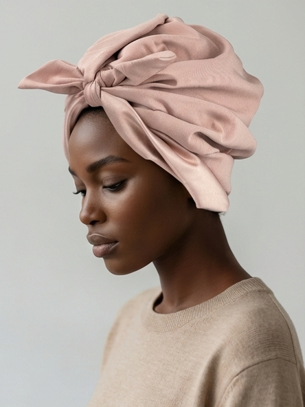 Women’s Luxury Satin Turban – Pre-Tied Elegant Headwrap (Beige)