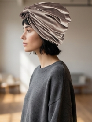 Women’s Reversible Stretch Turban Headwrap – Adjustable Tie, Multi-Style Wear – Brown