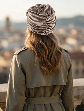 Women’s Reversible Stretch Turban Headwrap – Adjustable Tie, Multi-Style Wear – Brown