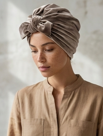 Women’s Reversible Stretch Turban Headwrap – Adjustable Tie, Multi-Style Wear – Brown